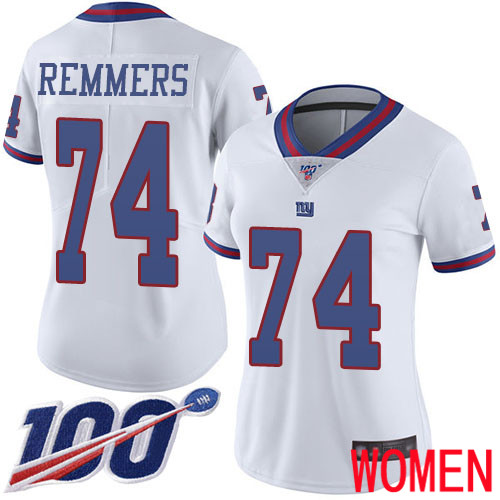 Women New York Giants #74 Mike Remmers Limited White Rush Vapor Untouchable 100th Season Football NFL Jersey->new york giants->NFL Jersey